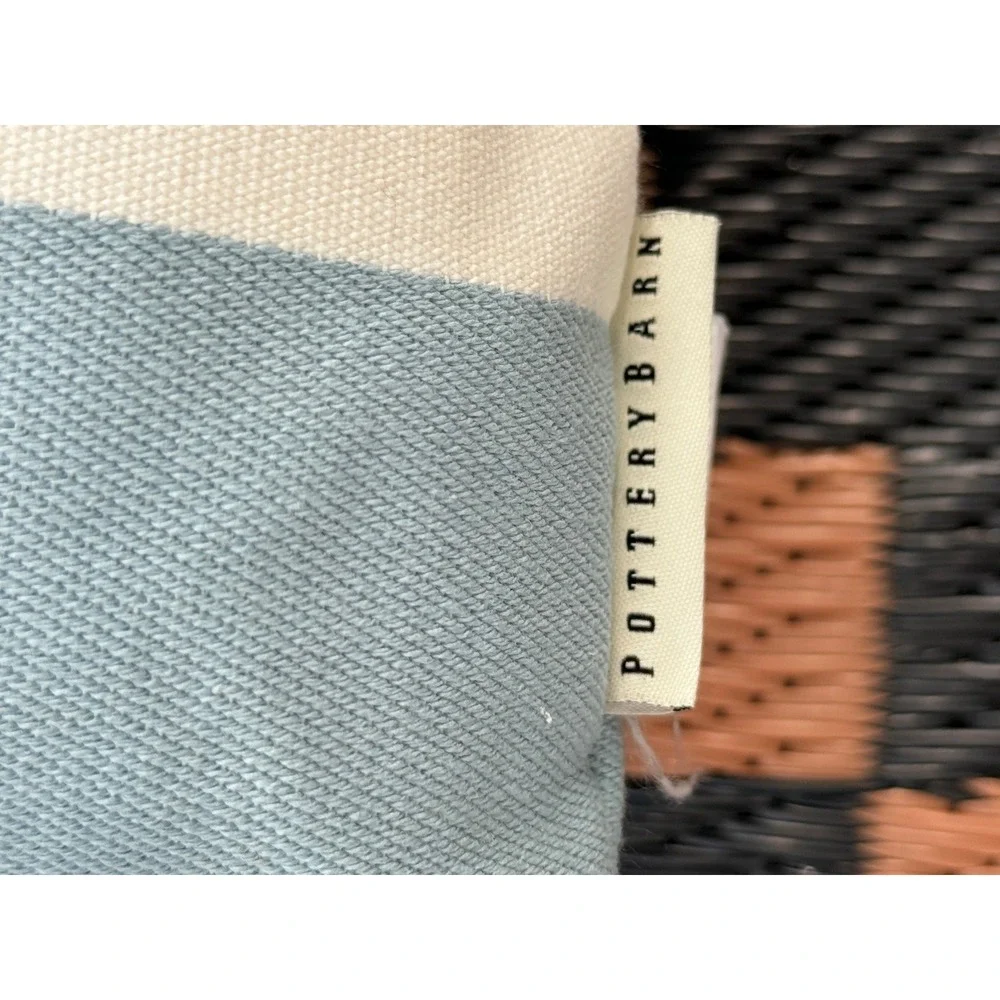 Pottery Barn Blue and White Striped Throw Pillow Cover 20x20‎